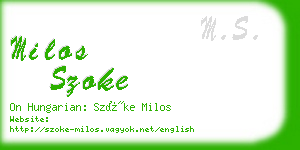 milos szoke business card